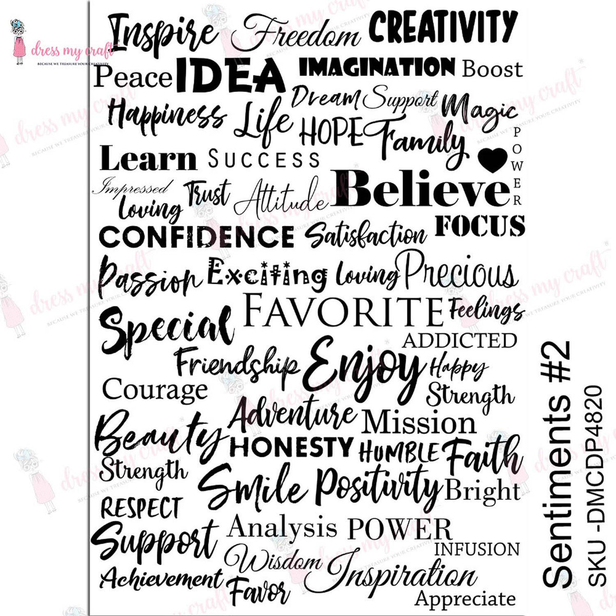 Dress My Craft Sentiments 2 Transfer Me Sheet - Art Journal Junction