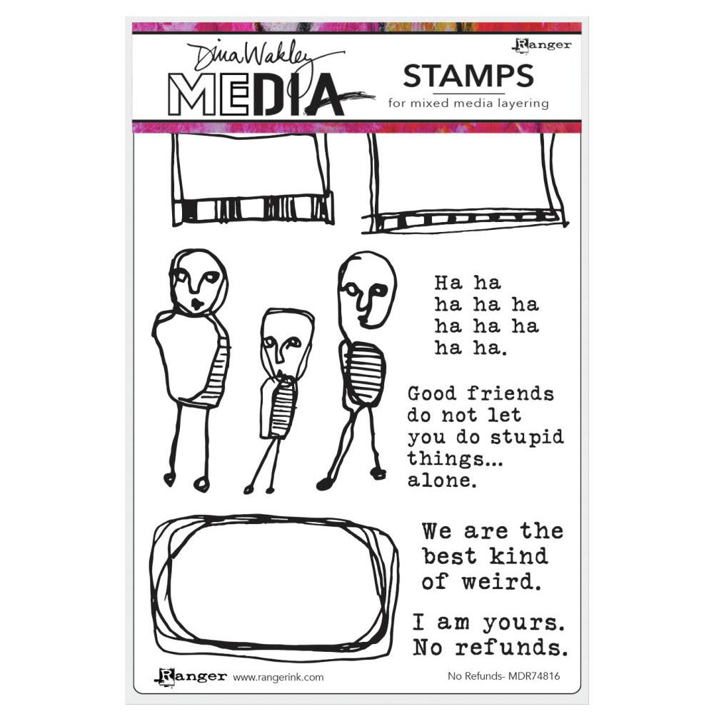 Dina Wakley Media No Refunds Stamp Set - Art Journal Junction