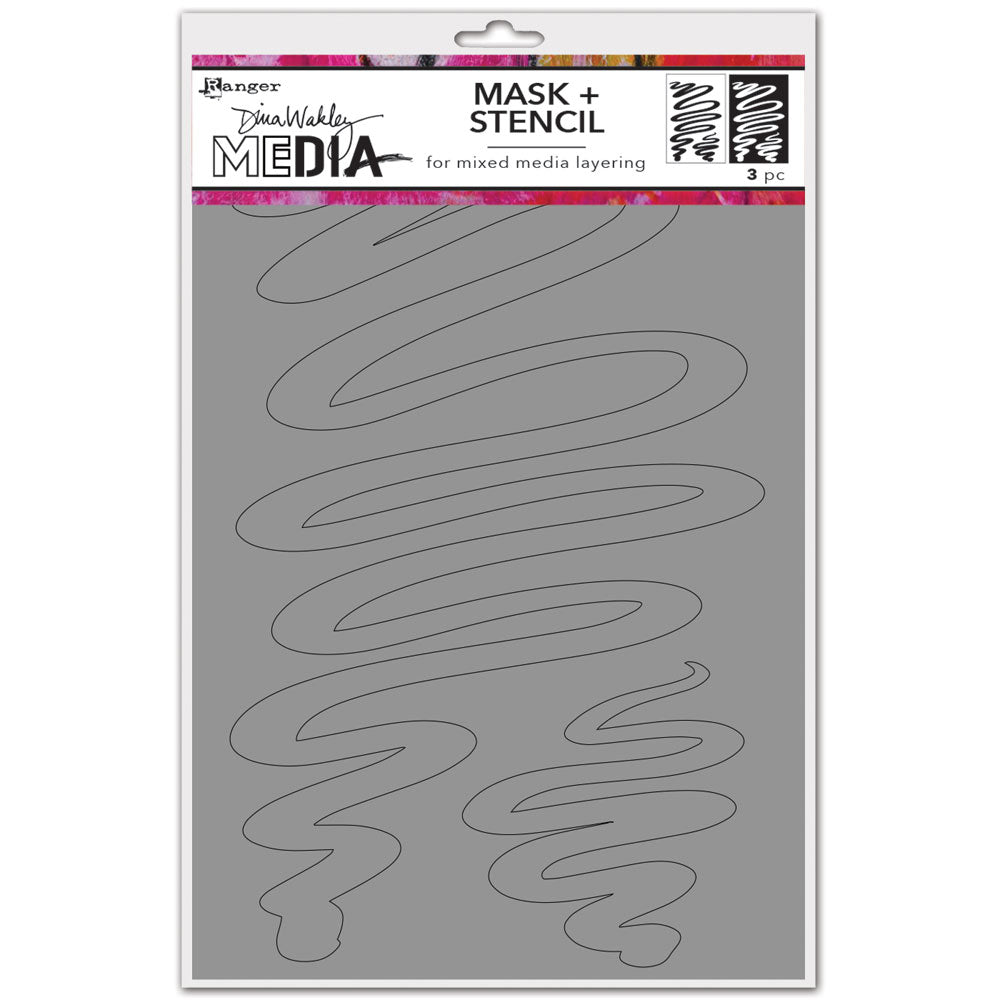 Dina Wakley Media Meandering Stencil & Masks - Art Journal Junction