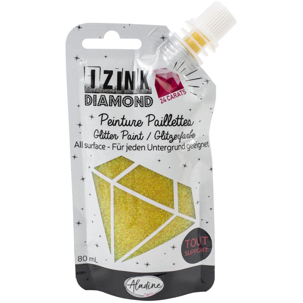 iZink 24 Carats Diamond Glitter Paint - Yellow 80319 - Art Journal Junction