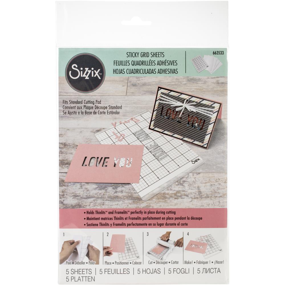 Sizzix Sticky Grid Sheets - 6" x 8 1/2", 5 Pack