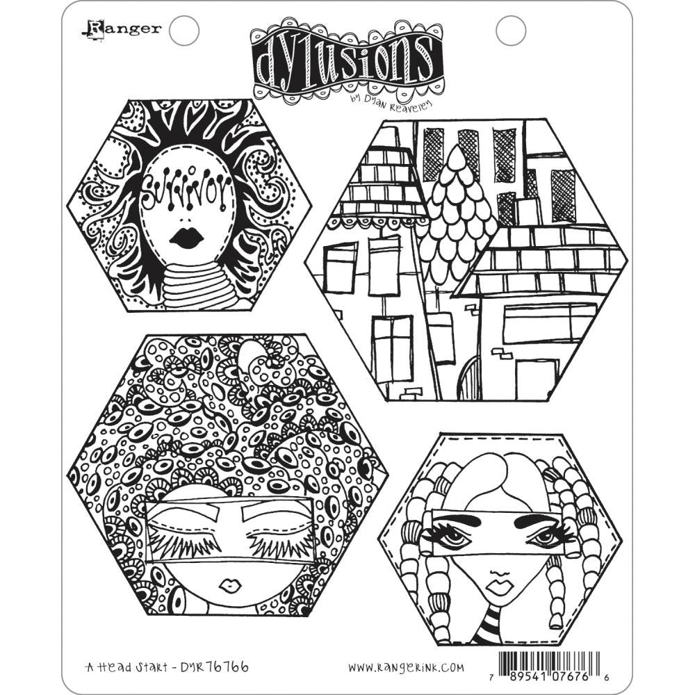 Dylusions A Head Start Stamp Set