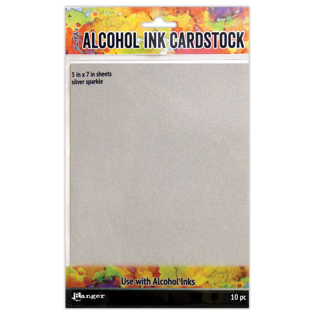Tim Holtz 5x7 Silver Sparkle Alcohol Ink Cardstock