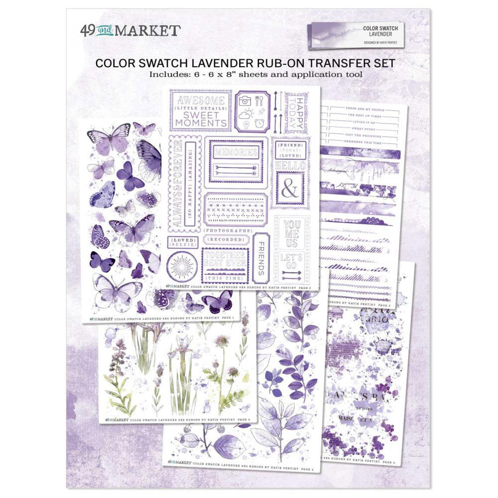 49 & Market Color Swatch: Lavender 6x8 Rub-On Transfers - Art Journal Junction