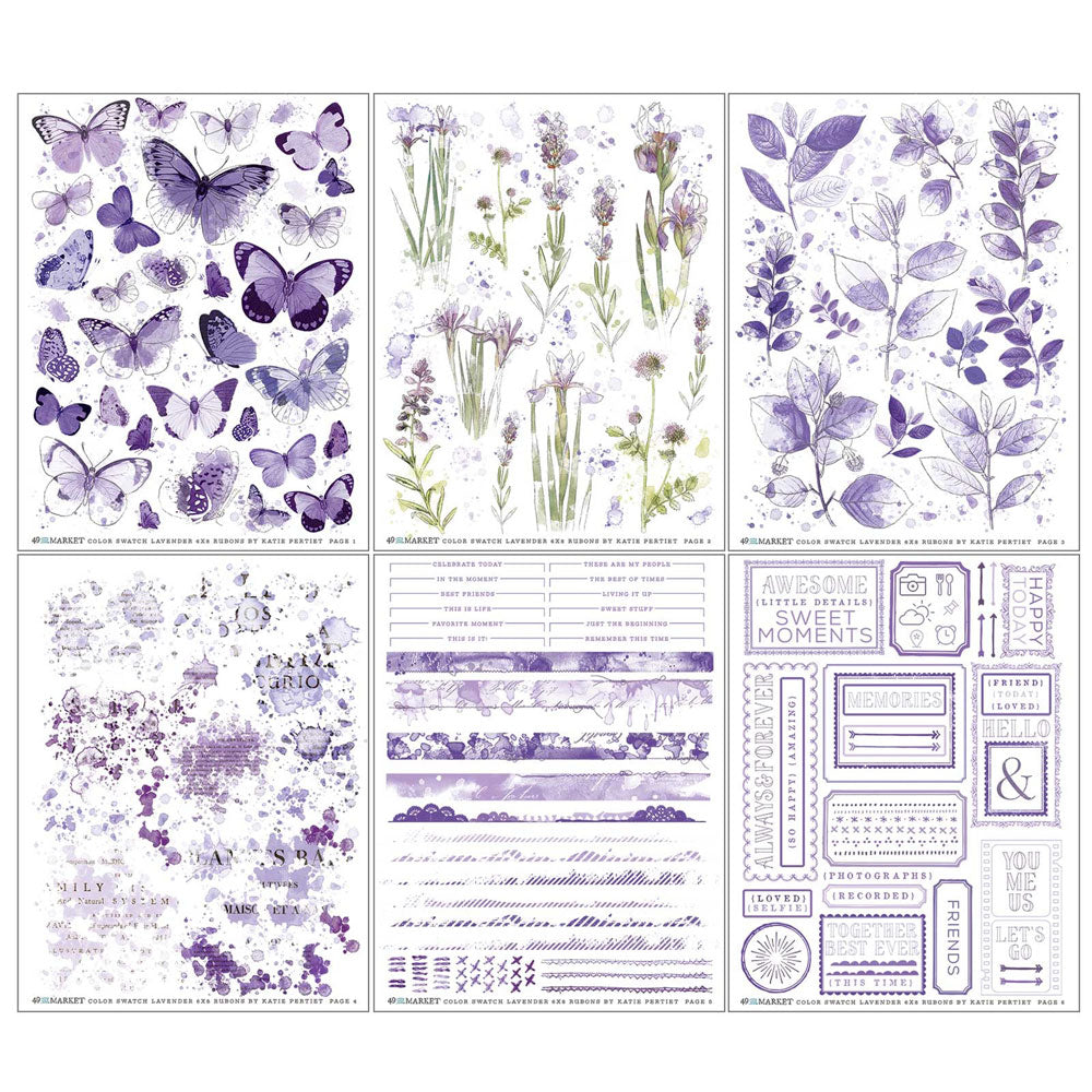 49 & Market Color Swatch: Lavender 6x8 Rub-On Transfers