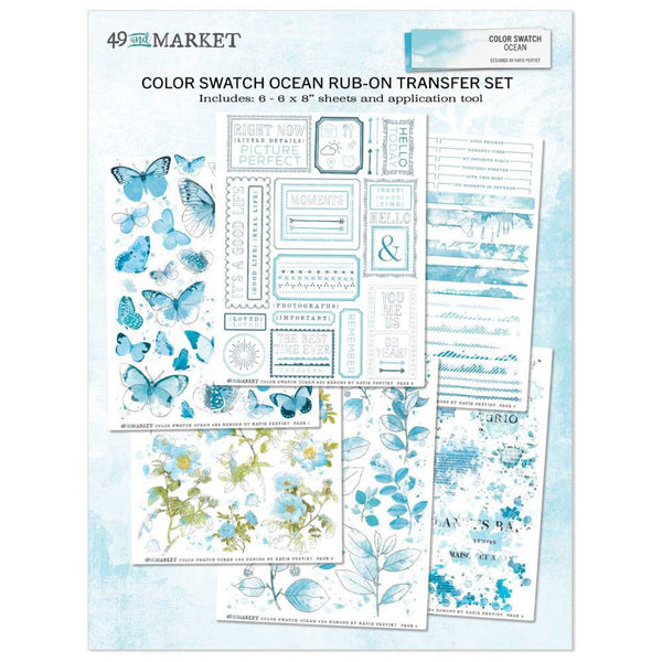 49 & Market Color Swatch: Ocean 6x8 Rub-On Transfers - Art Journal Junction