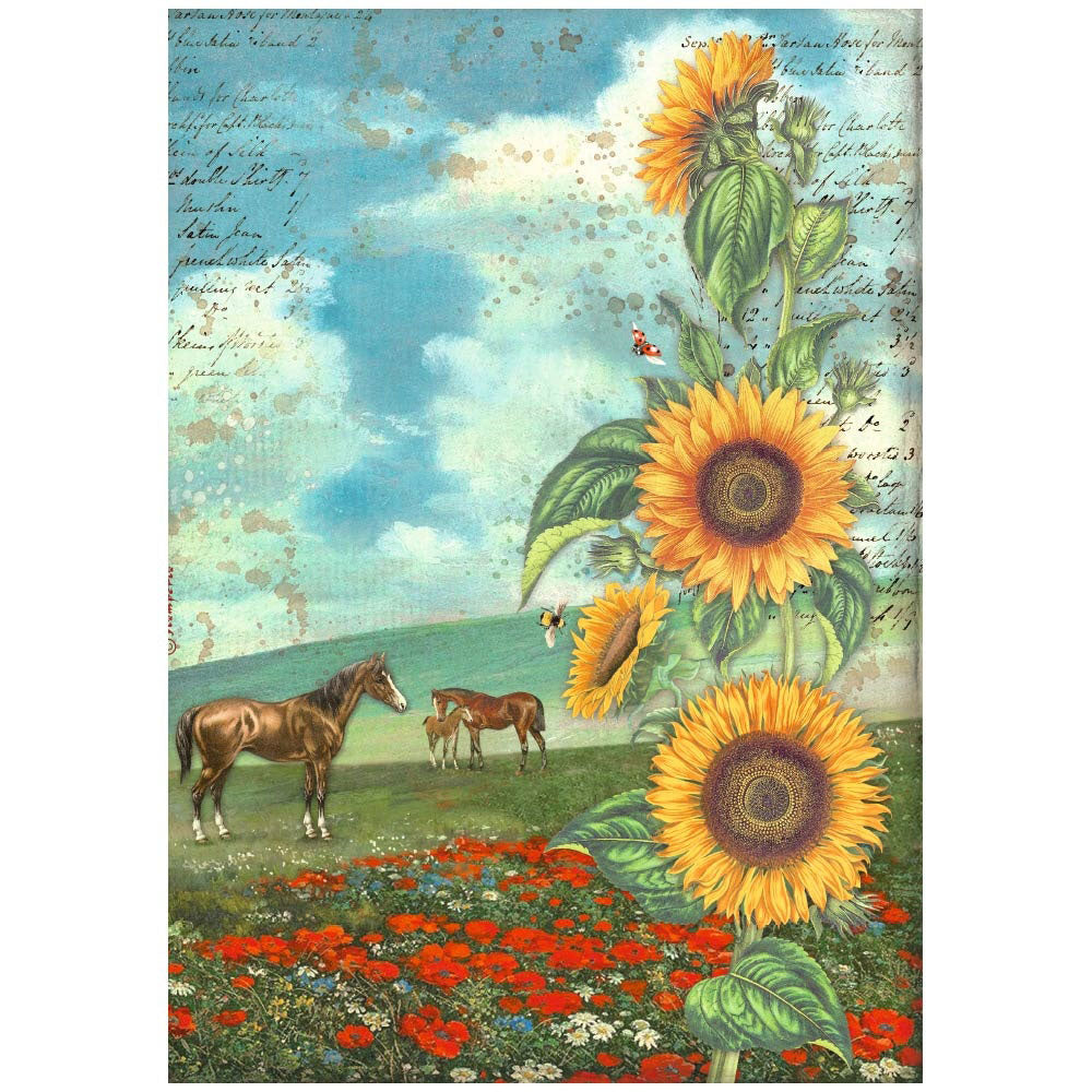 Stamperia Sunflower Art Horses Decoupage Rice Paper