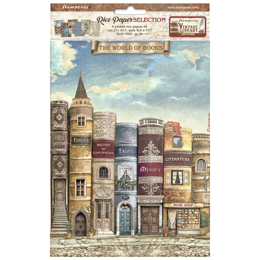 Stamperia Vintage Library Decoupage Rice Paper Set