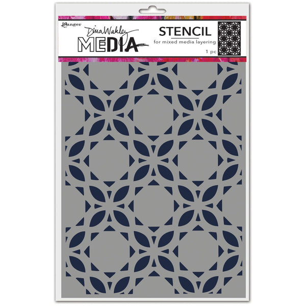 Dina Wakley Media Curly Tiles Stencil - Art Journal Junction