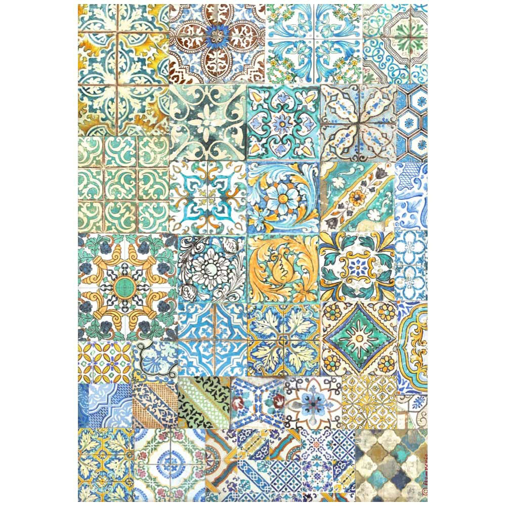 Stamperia Blue Dream Tiles Decoupage Rice Paper