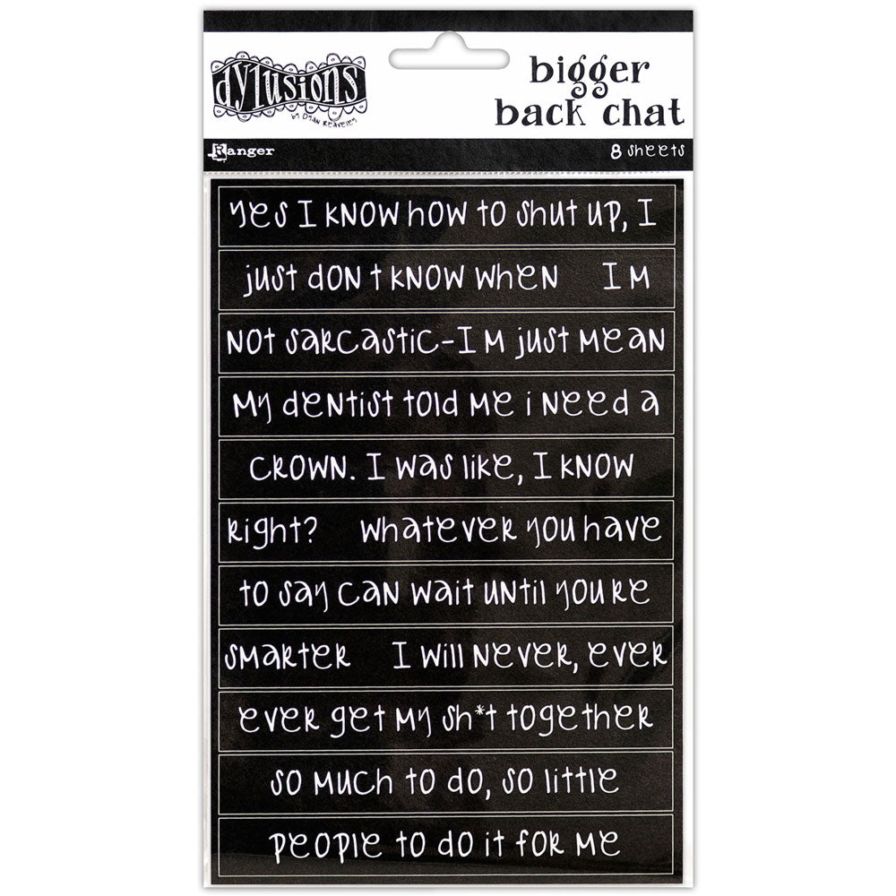 Dylusions Black Bigger Back Chat Stickers