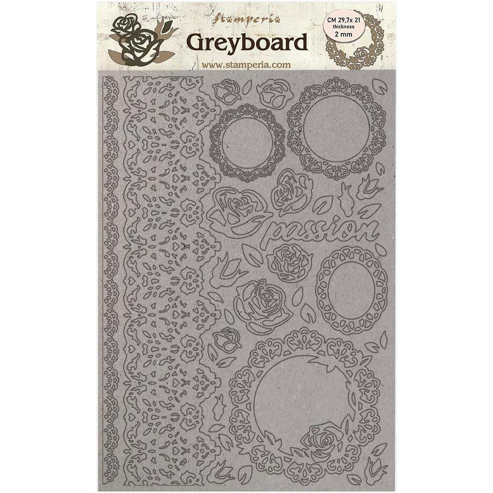 Stamperia Passion Lace & Roses Greyboard Cutouts