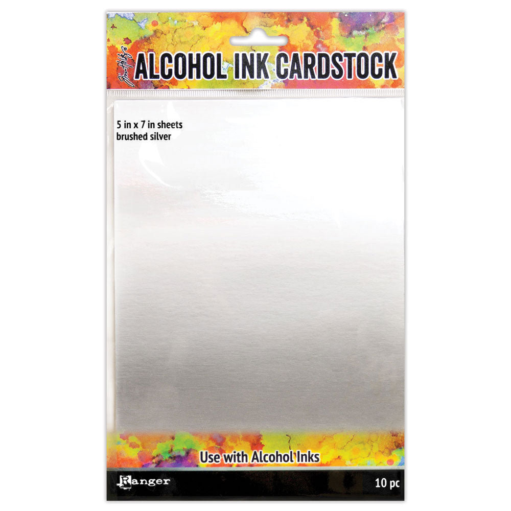 Tim Holtz 5x7 Brushed Silver Alcohol Ink Cardstock