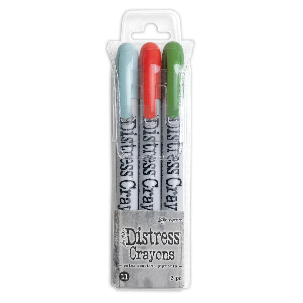 Tim Holtz Distress Crayons - Kit 11 - Speckled Egg, Crackling Campfire, and Rustic Wilderness